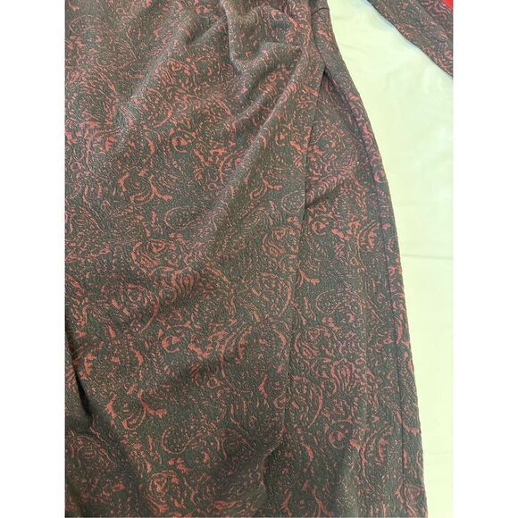 NWT Talbots 3/4 Sleeve Floral Pattern Dress Sz 1X Red Black Ruched Office Party - Picture 7 of 9